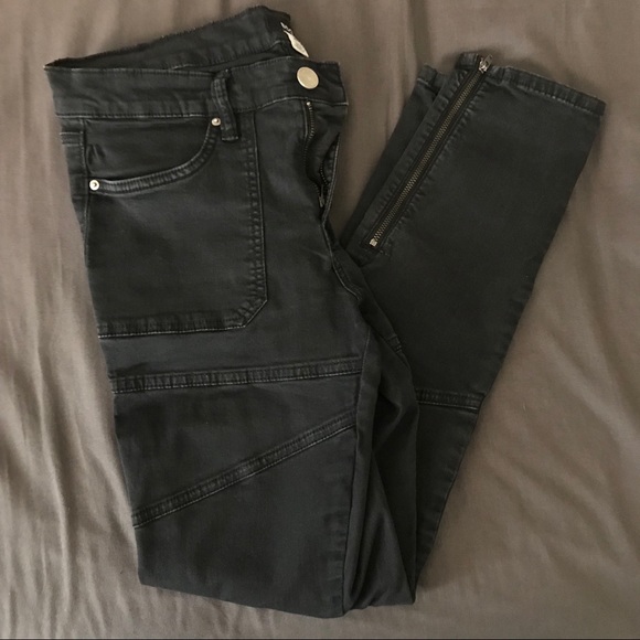 black biker jeggings